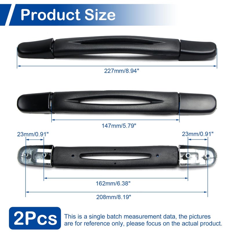MroMax 2Pcs Luggage Handle 9.06" x 0.98" (L x W) Plastic Pull Handle Grip Replacement 230mm x 25mm for Luggage Suitcase Box Black Tone - Image 3
